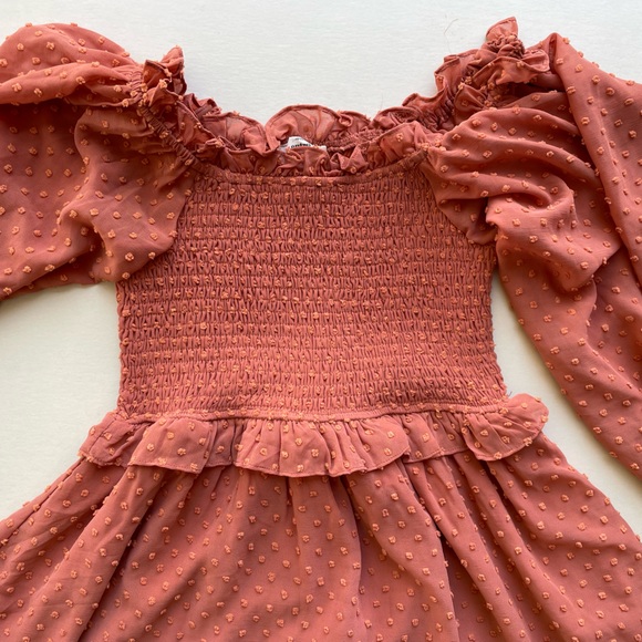 entro | Rust Long Sleeve Ruffle Dress - Picture 5 of 6